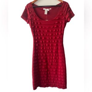 NWT Max Studio Tiered Ruffled Ruby Bodycon Dress Women’s Medium Holiday Cocktail